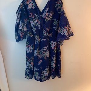 Blue flower flowy romper